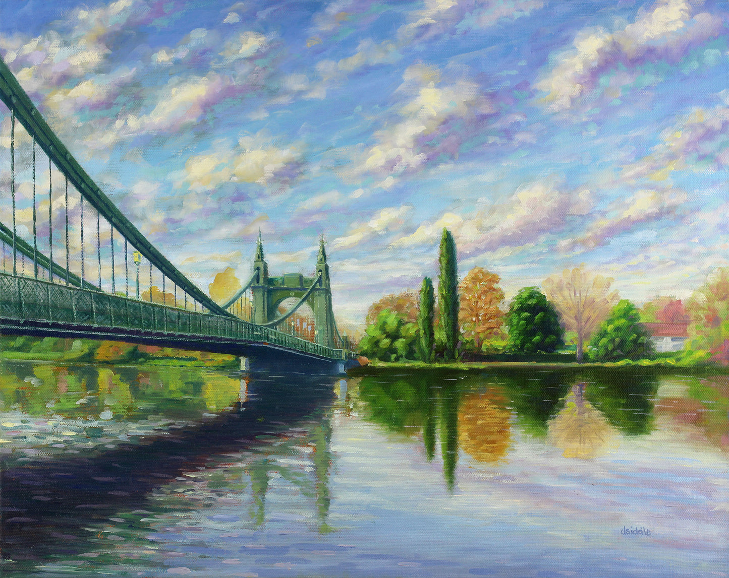 A3 Print - Hammersmith Bridge: Autumn morning