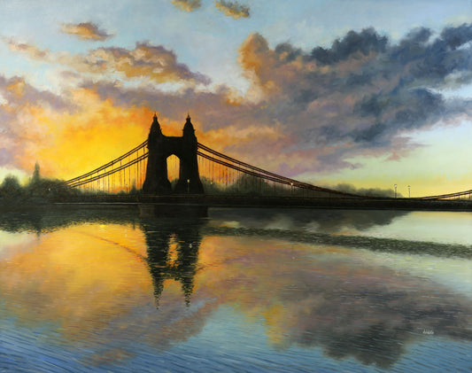 Hammersmith Bridge - High tide spring sunset
